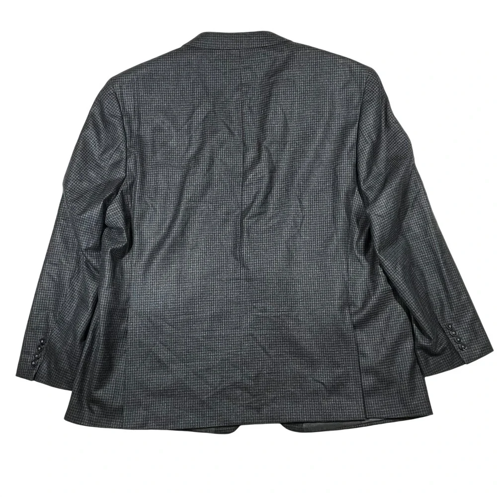 Calvin Klein Blazer Mens 54R Grey Silk Wool Houndstooth Sport Coat Professional